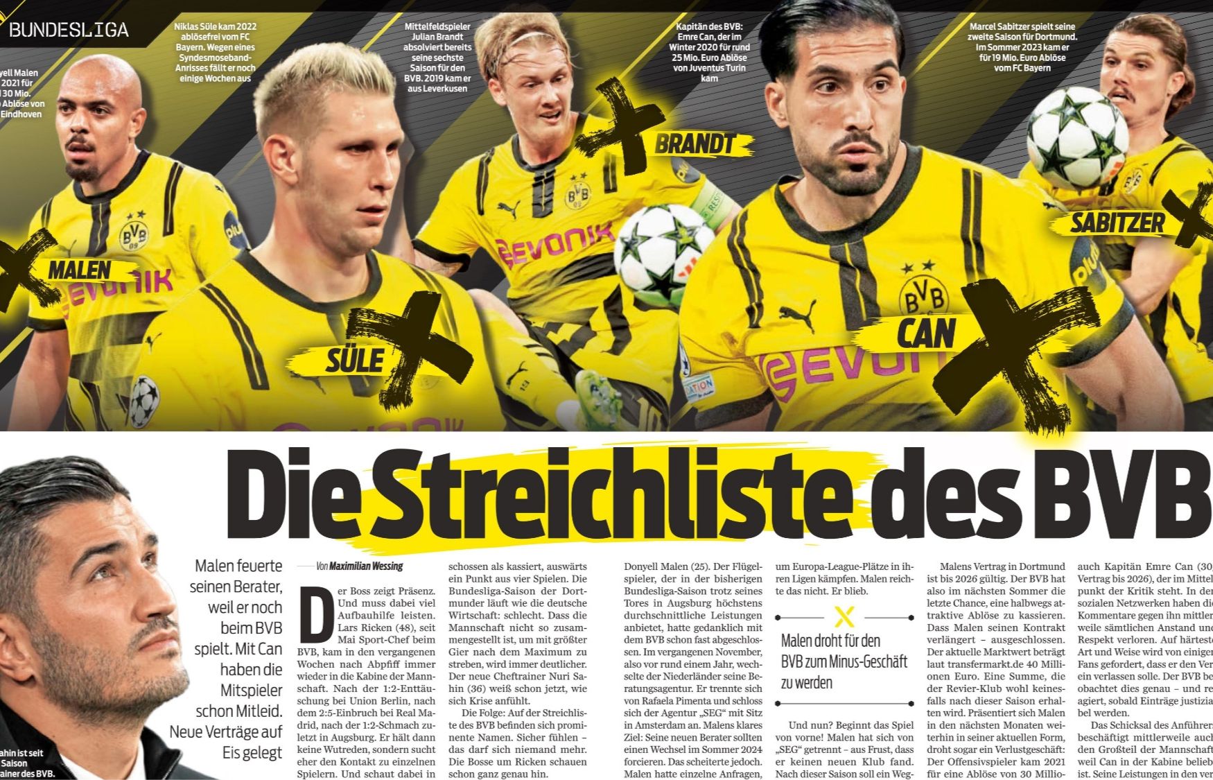 Bild: Dortmund Prepares for Major Overhaul, Five Players Including Süle and Brandt on Exit List